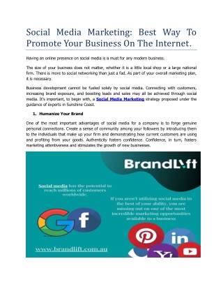 Social Media Marketing: Best Way To Promote Your Business On The Internet.