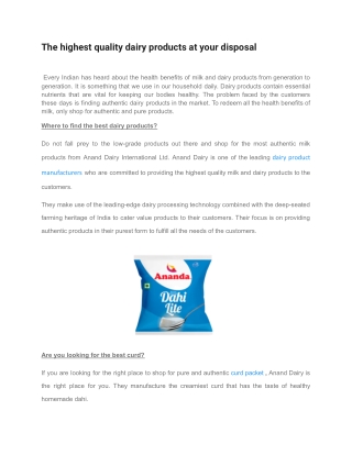 Dairy product manufacturers