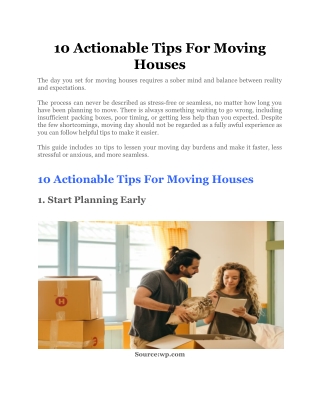 10 Actionable Tips For Moving Houses