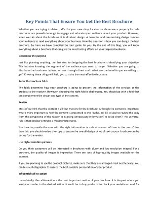 Key Points That Ensure You Get the Best Brochure