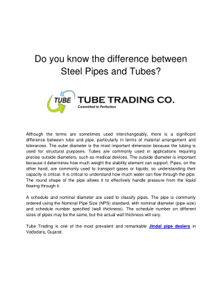 Do you know the difference between Steel Pipes and Tubes_