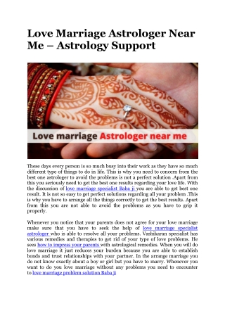 Love Marriage Astrologer Near Me – Astrology Support