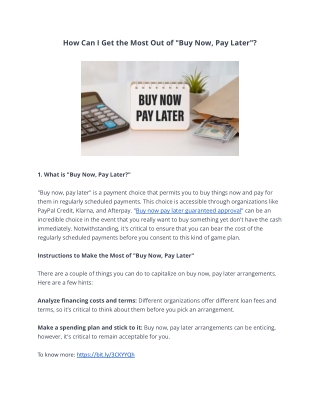 How Can I Get the Most Out of "Buy Now, Pay Later"?