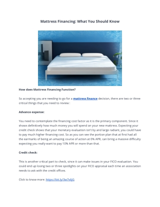 Mattress Financing: What You Should Know