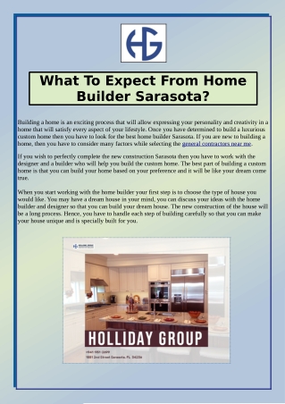 What To Expect From Home Builder Sarasota?