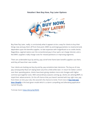 Retailers' Best Buy Now, Pay Later Options