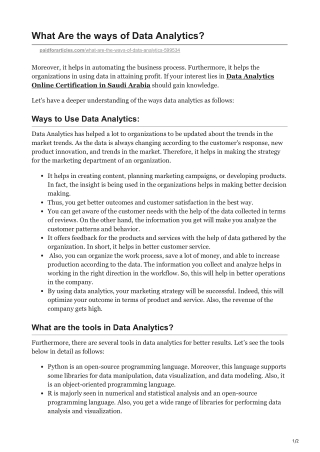 What Are the ways of Data Analytics