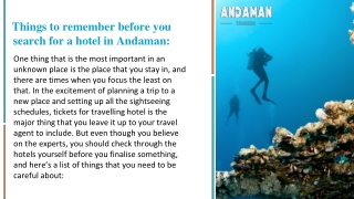 Things to remember before you search for a hotel in Andaman