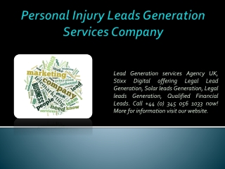 Personal Injury Leads Generation Services Company