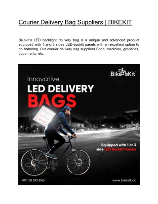 Courier Delivery Bag Suppliers  | BIKEKIT