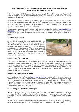Are You Looking For Someone to Clean Your Driveway? Here's Everything You Need to Know.