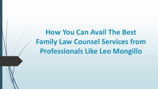 The Best Family Law Counsel Services from Professionals Like Leo Mongillo