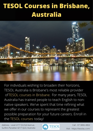 TESOL Courses in Brisbane, Australia