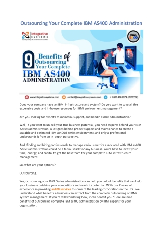 Outsourcing Your Complete IBM AS400 Administration