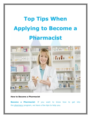 Top Tips When Applying to Become a Pharmacist