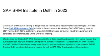 SAP SRM Institute in Delhi in 2022 PPT