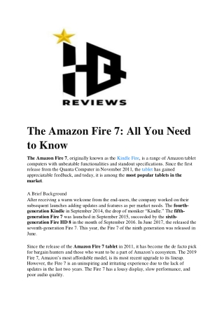 The Amazon Fire 7  All You Need to Know