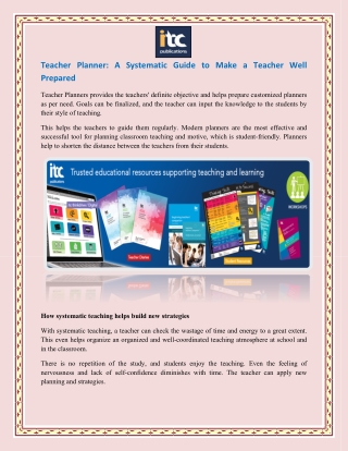 Teacher Planner - A Systematic Guide to Make a Teacher Well Prepared