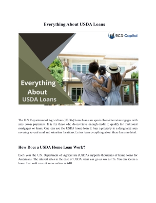 Everything About USDA Loans - RCD Capital
