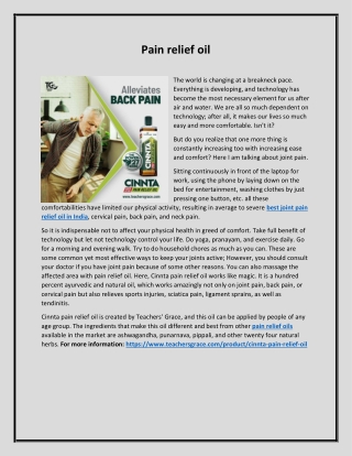 Pain relief oil
