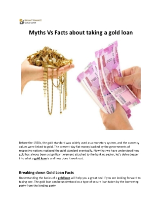 Myths Vs Facts about taking a gold loan