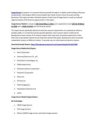 Image Sensor Market Size, Share | Trends, Industry Size Report 2028