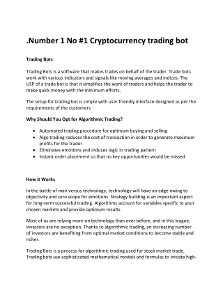 #1 Cryptocurrency trading bot