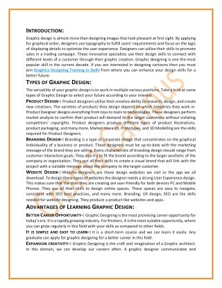 Types and Advantages of Learning Graphic Design