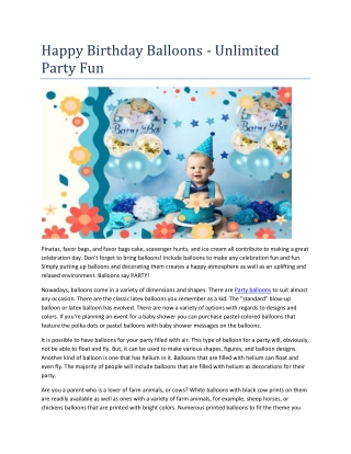 Happy Birthday Balloons - Unlimited Party Fun