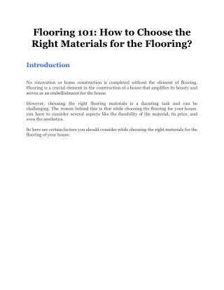 Flooring 101_ How to Choose the Right Materials for the Flooring_