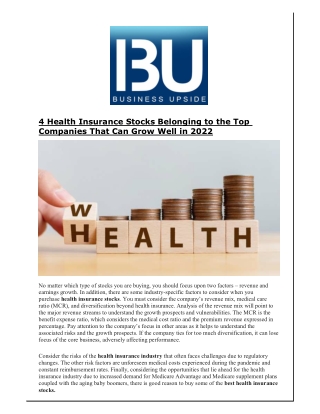 4 Health Insurance Stocks Belonging to the Top Companies That Can Grow Well in 2022