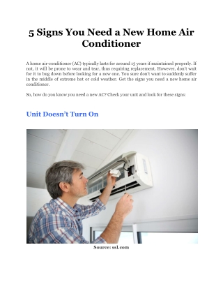 5 Signs You Need a New Home Air Conditioner