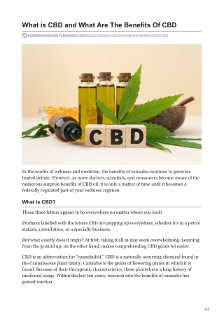 What is CBD and What Are The Benefits Of CBD