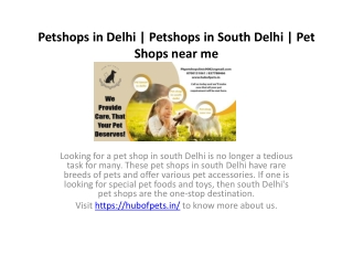 Petshops in Delhi | Petshops in South Delhi | Pet Shops near me