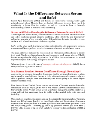 What Is the Difference Between Scrum and Safe_