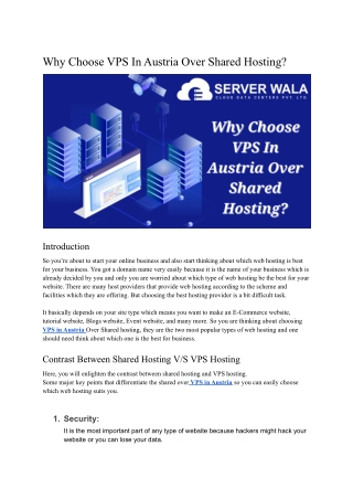 Why to choose vps over shared hosting in austria