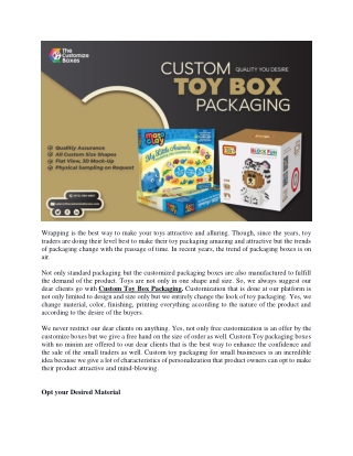 Methods For Improving Packaging Of Toy Boxes For Sale