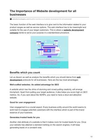 The Importance of Website development for all businesses