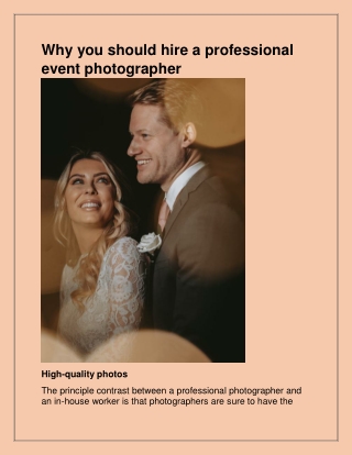 Why you should hire a professional event photographer