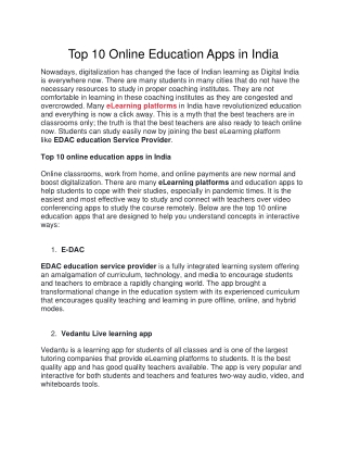 Top 10 Online Education Apps in India