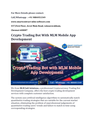 Crypto Trading Bot With MLM Mobile App Development