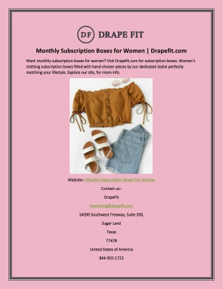 Monthly Subscription Boxes for Women | Drapefit.com