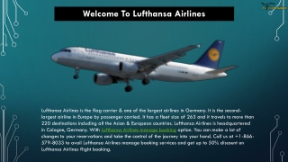 Lufthansa Airlines Manage Flight Booking  1-866-579-8033