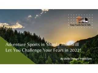 Adventure Sports You Must Try in Shimla