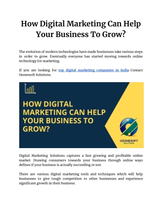 How Digital Marketing Can Help Your Business To Grow?