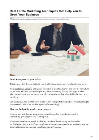 Real Estate Marketing Techniques that Help You to Grow Your Business