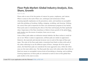 Floor Pads Market – Latest Trends Analysis and Forecast to 2030
