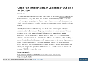 Cloud PBX Market | Latest Developments and Forecast to 2030
