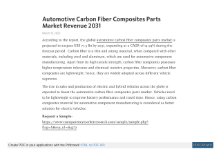 Automotive Carbon Fiber Composites Parts Market Analysis 2031