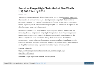 Premium Range High Chair Market Outlook, Trends, Analysis 2031
